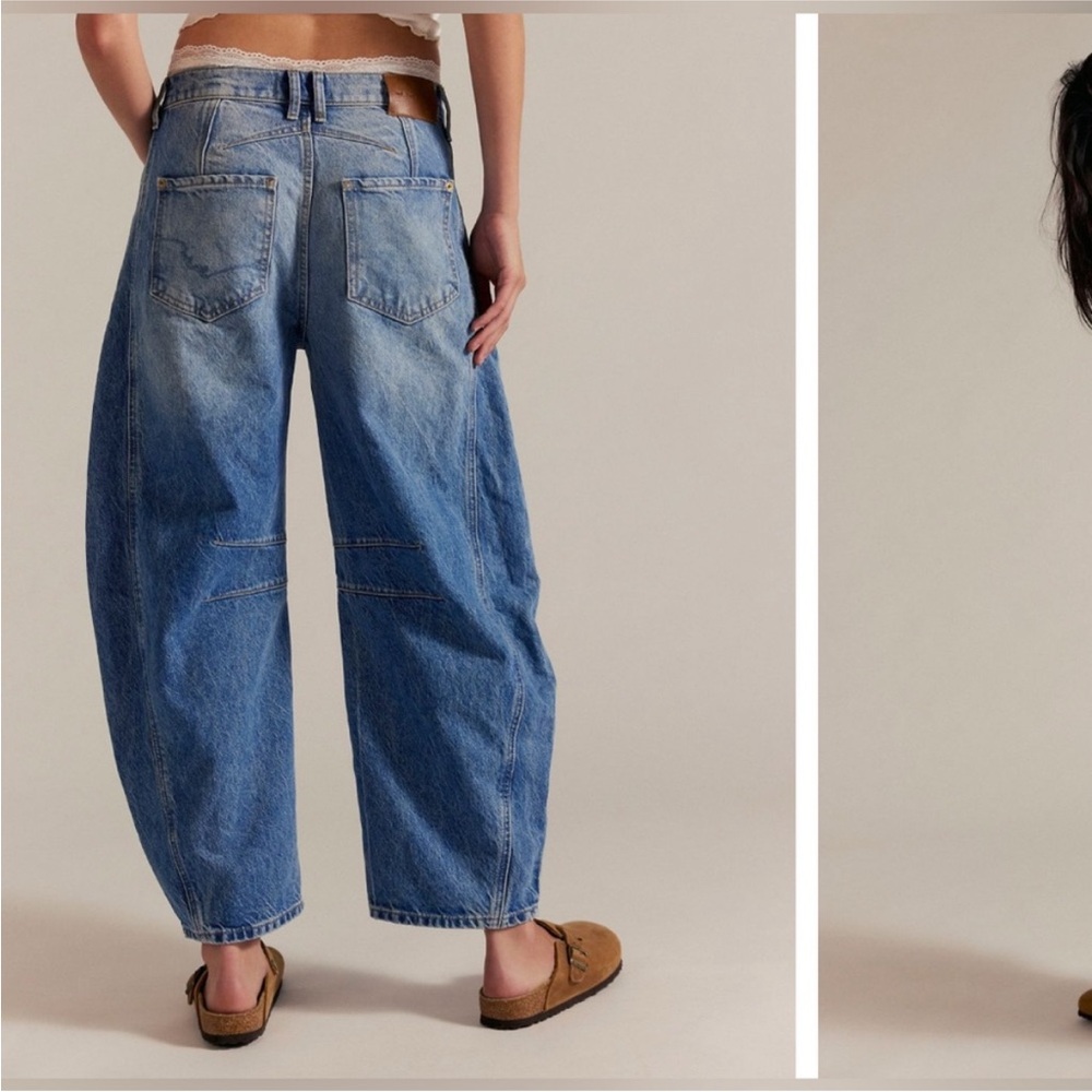 NWOT Free People We The Free Good Luck Mid-Rise Barrel Jeans ultra high beam 26 - Picture 4 of 16